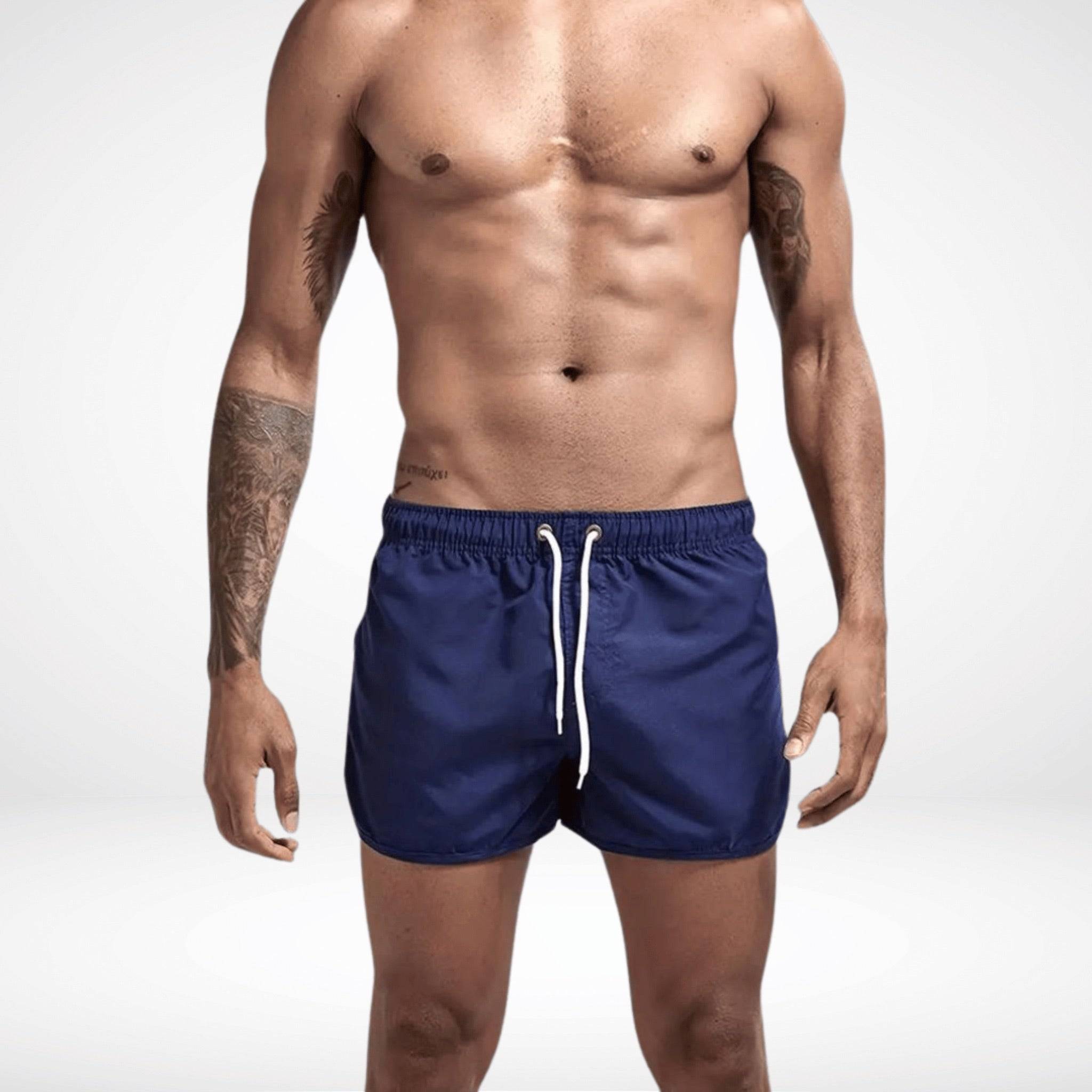 Classic Short Shorts – Men's Short Inseam, Quick-Dry Fit in navy blue, perfect for casual summer outings or poolside lounging.