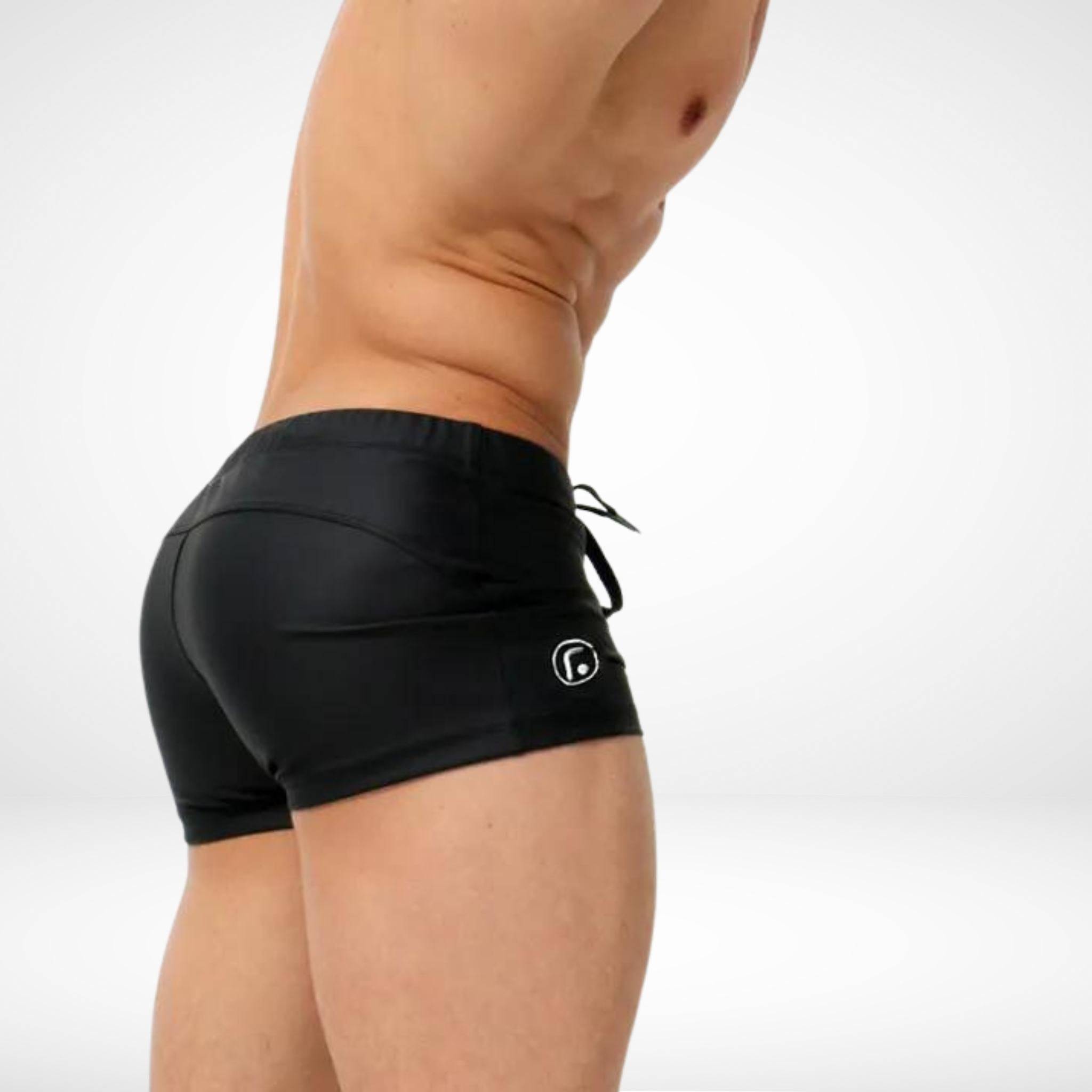 Men s Drawstring Square Cut Swim Trunks Form Fitted Design