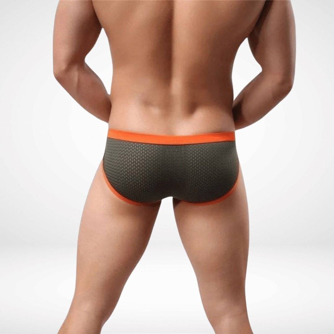 Men’s Mesh Color Contrast Briefs - Army Green