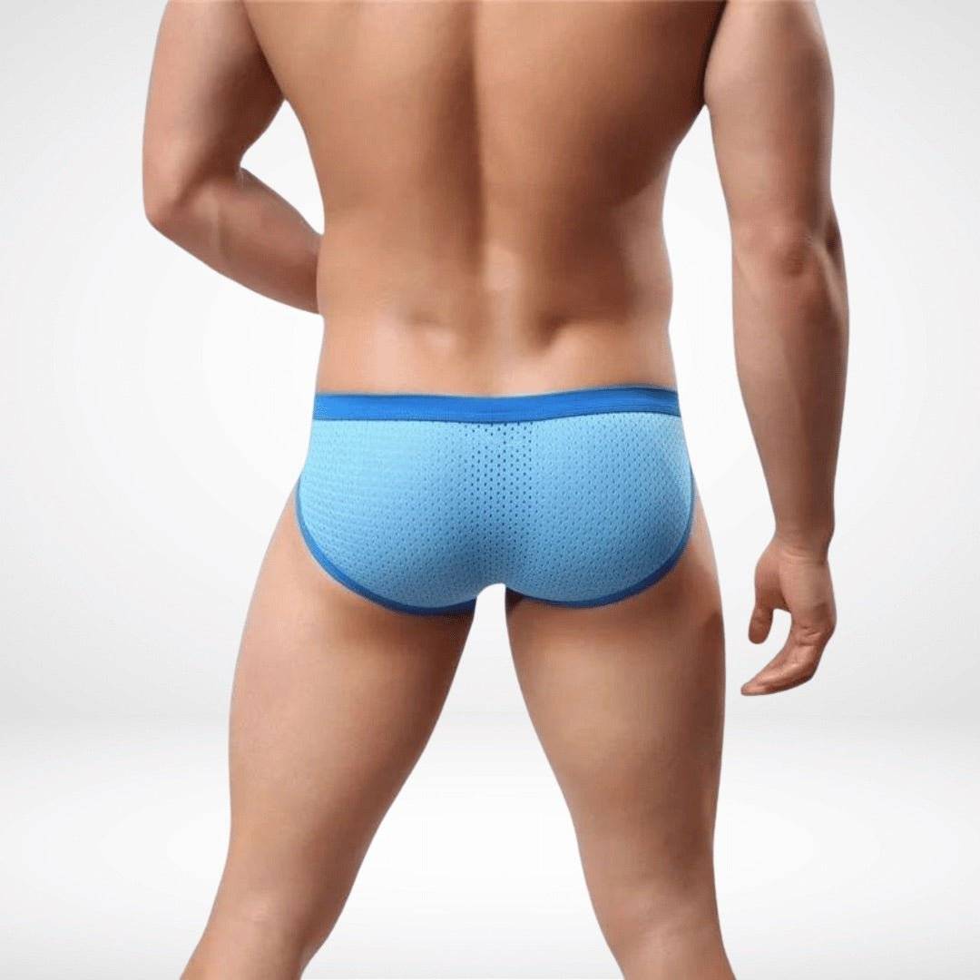 Men’s Mesh Color Contrast Briefs - Sky Blue