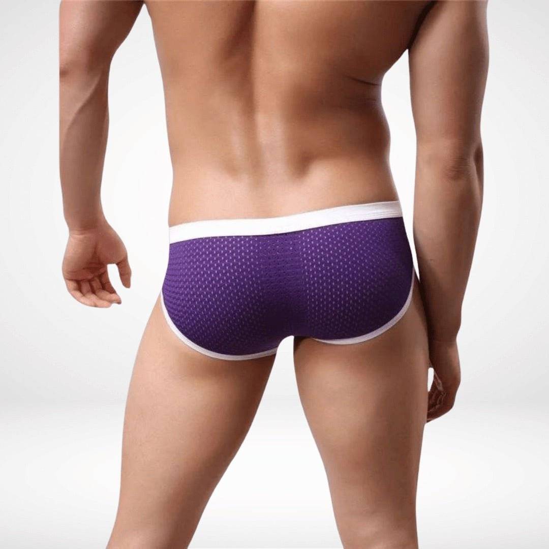 Men’s Mesh Color Contrast Briefs - Purple