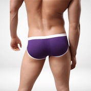 Men’s Mesh Color Contrast Briefs - Purple