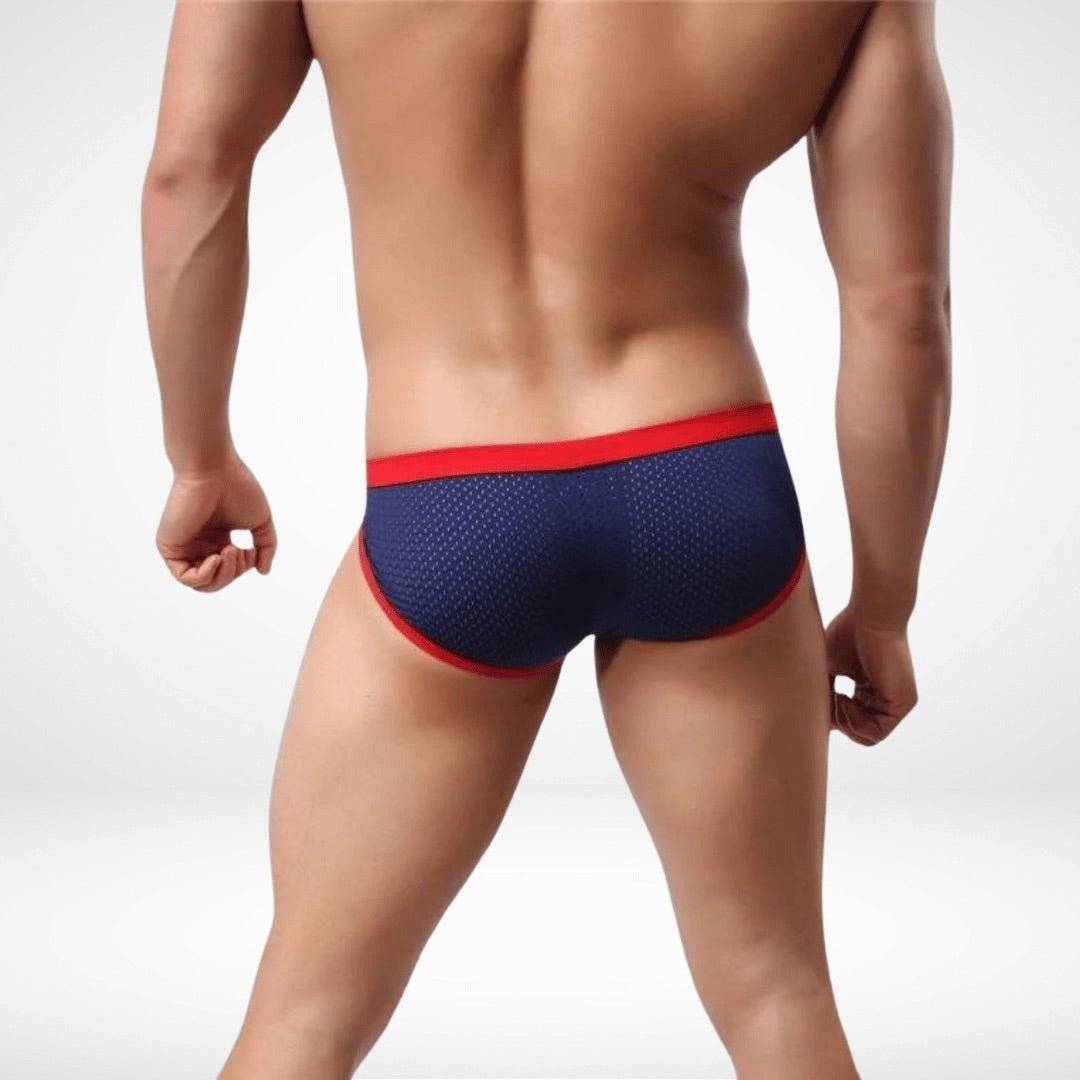 Men’s Mesh Color Contrast Briefs - Navy