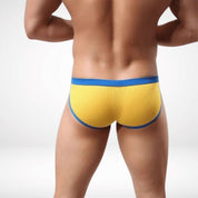 Men’s Mesh Color Contrast Briefs - Yellow