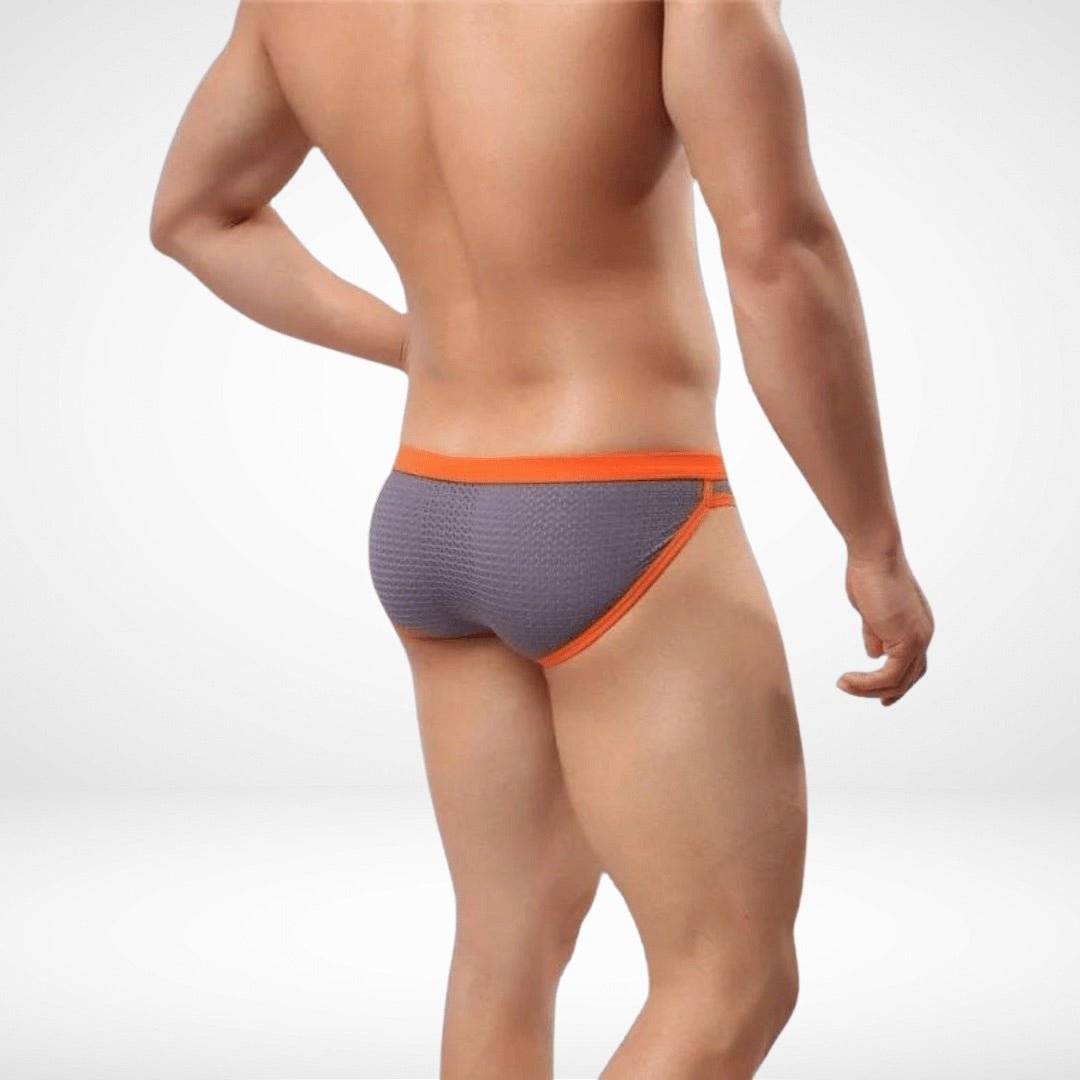 Men’s Mesh Color Contrast Briefs - Gray