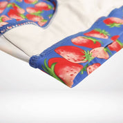 Detailed view of waistband and inner seam on Strawberry Print Swim Briefs – Fun, Quick-Dry Men's Swimwear with vivid strawberry graphics.