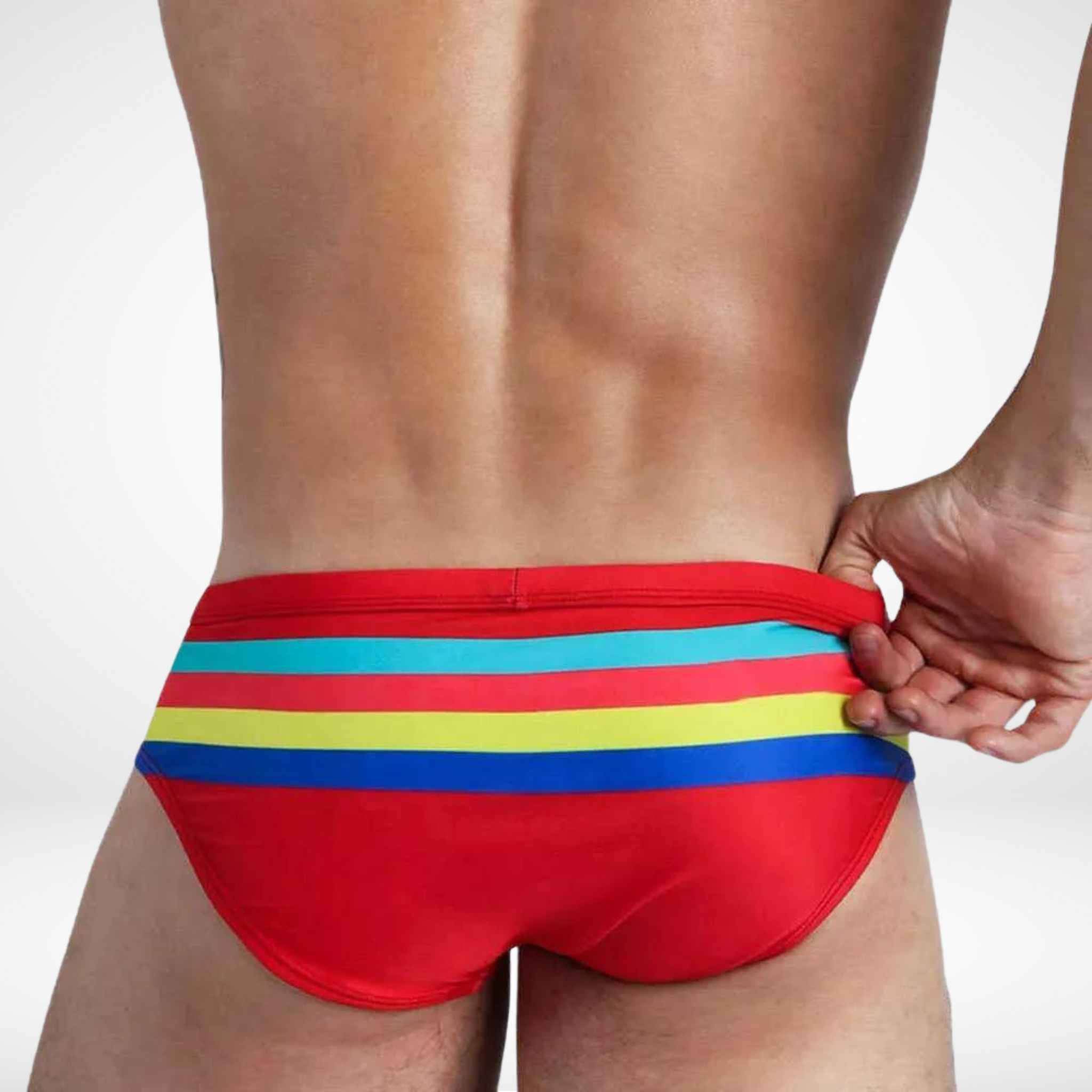Men’s Stripe Swim Briefs - Red