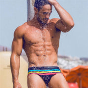 Men’s Stripe Swim Briefs - Black