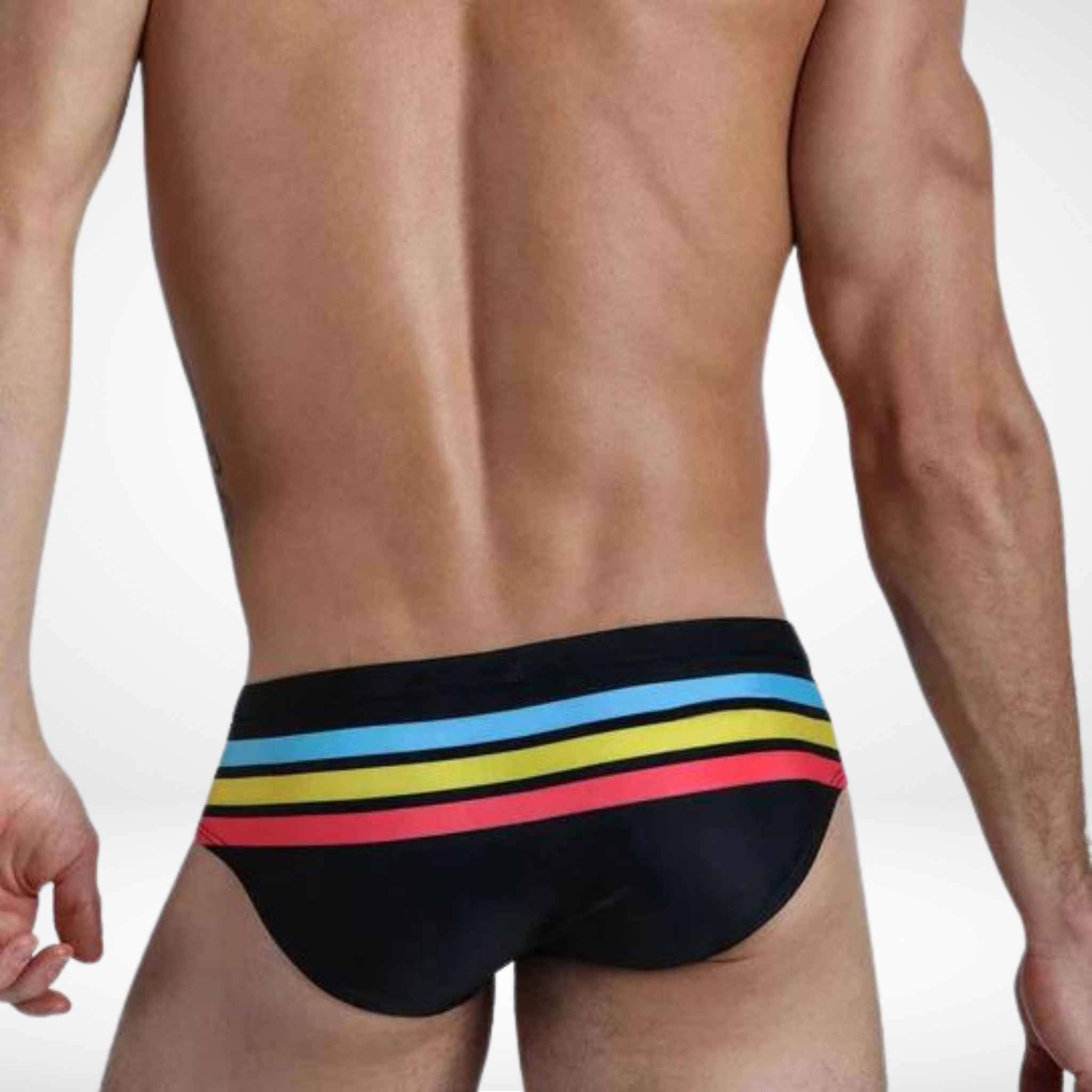 Men’s Stripe Swim Briefs - Black