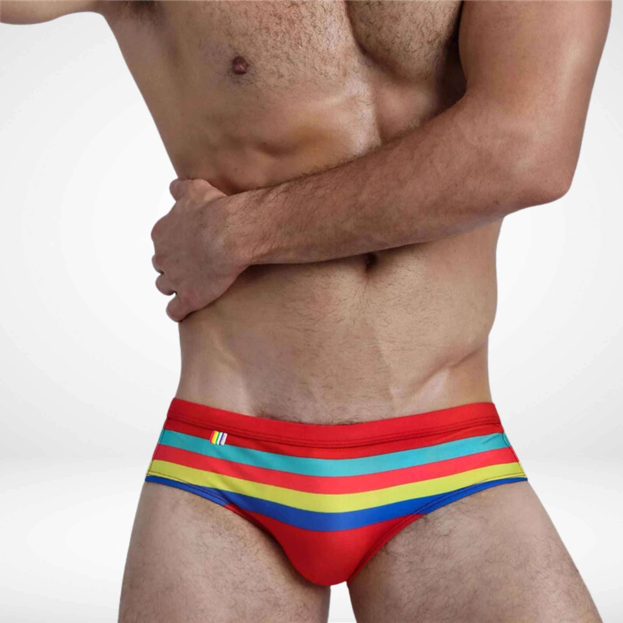 Men’s Stripe Swim Briefs - Red