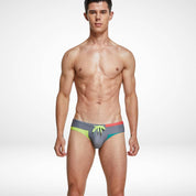 Tricolor Geometric Swim Briefs - CrownJewel.co