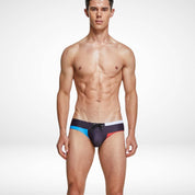 Tricolor Geometric Swim Briefs - CrownJewel.co