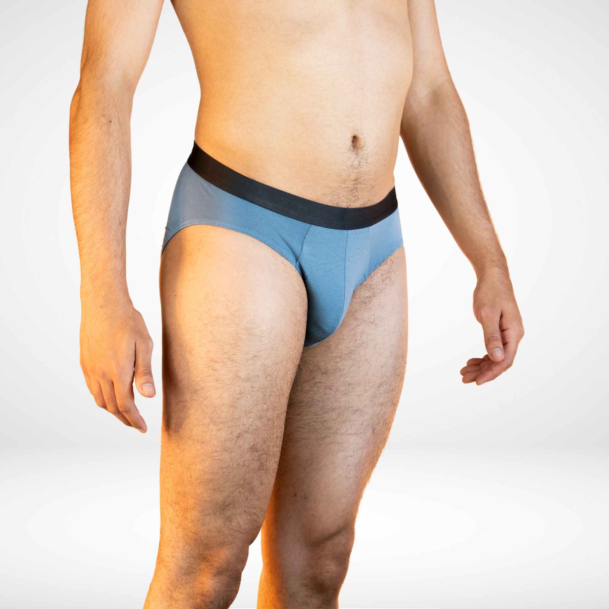 Side view of Soft Modal Comfort Fit Men's Briefs in sky blue, featuring a soft modal blend and supportive fit.