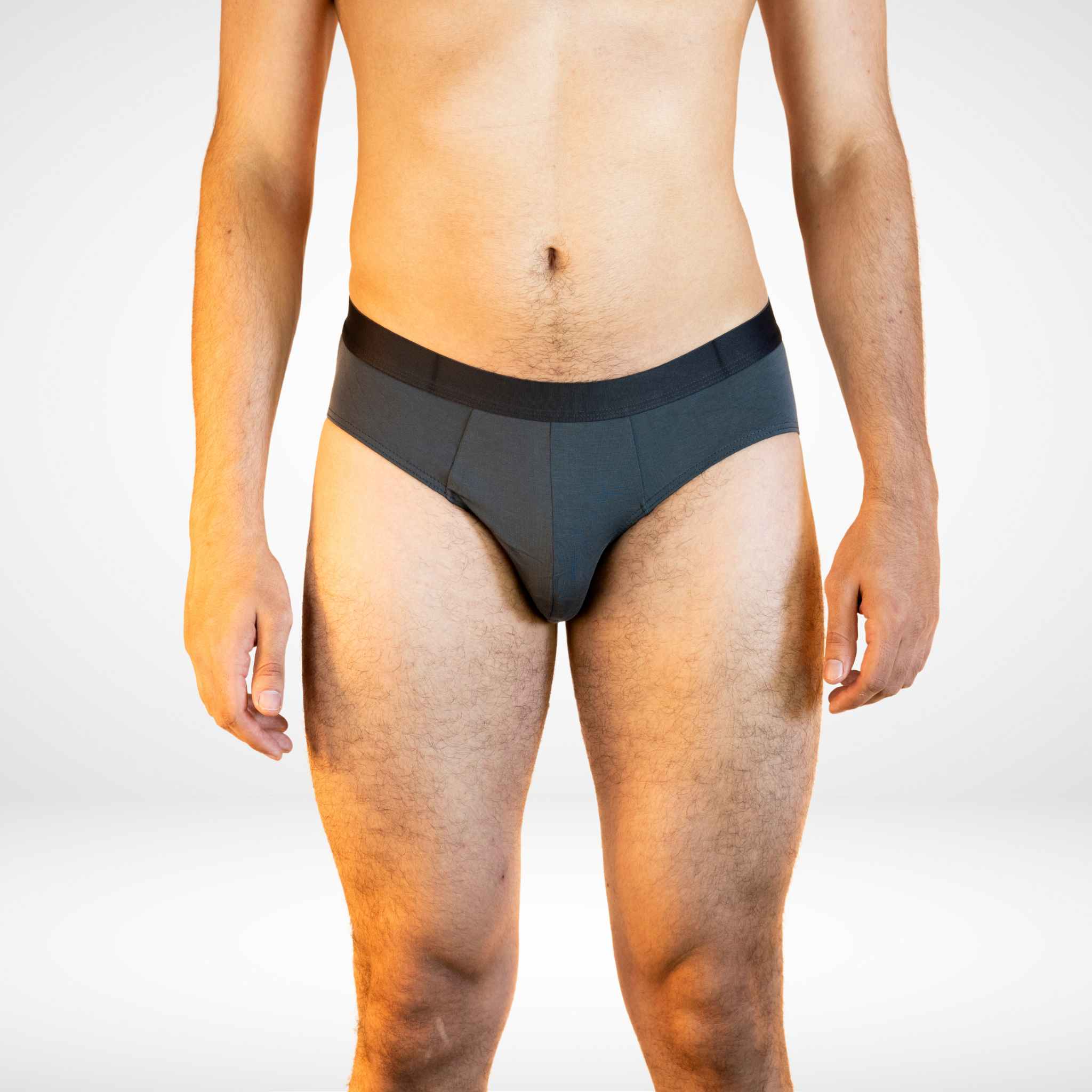 Front view of Soft Modal Comfort Fit Men's Briefs in dark grey, offering moisture-wicking and ultra-soft fabric.
