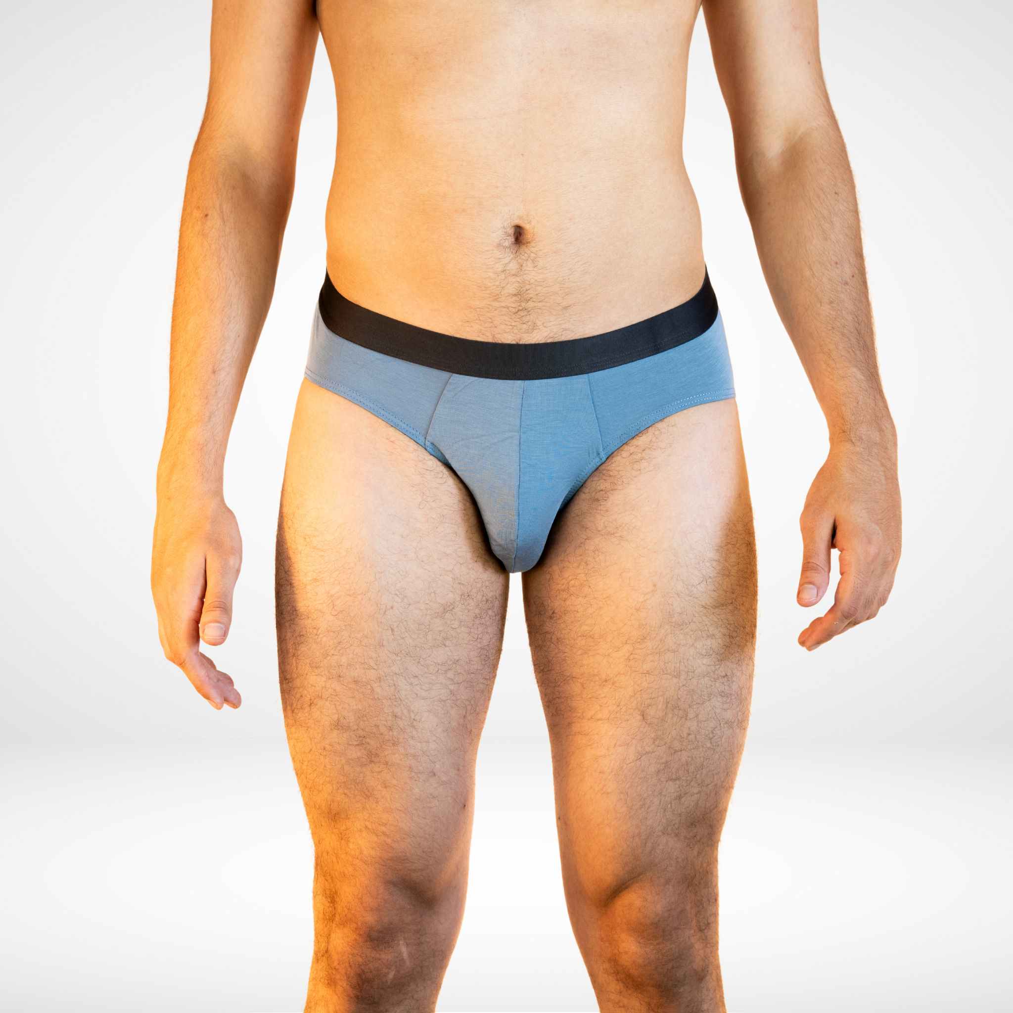 Front view of Soft Modal Comfort Fit Men's Briefs in sky blue, designed for moisture-wicking and stretch comfort.