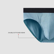 Detail of Soft Modal Comfort Fit Men's Briefs highlighting double stitched seam for durability and long-lasting wear.
