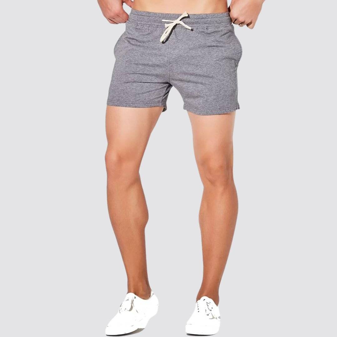 UrbanFit Basics Everyday Shorts in charcoal grey, featuring a slim fit and drawstring waist for a clean, casual look.
